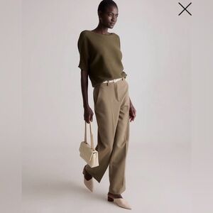 Quince Lightweight Cotton Cashmere Link-Stitch Dolman Sweater Olive Green Med